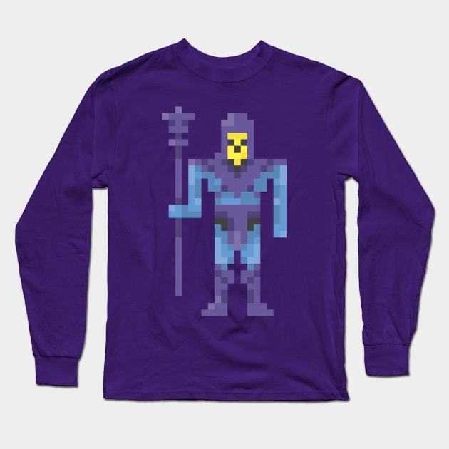 Pixel Skeletor Long Sleeve T-Shirt by Silurostudio